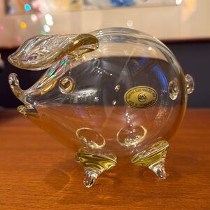 Bohemia lead crystal hand made in Czechoslovakia  piggy